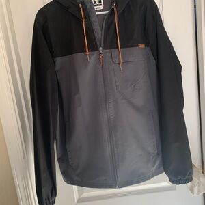 Voyager Medium Men's Black and Gray Hooded Jacket Full Zip